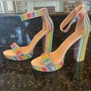 Madden Girl Rainbow Rhinestone Heels